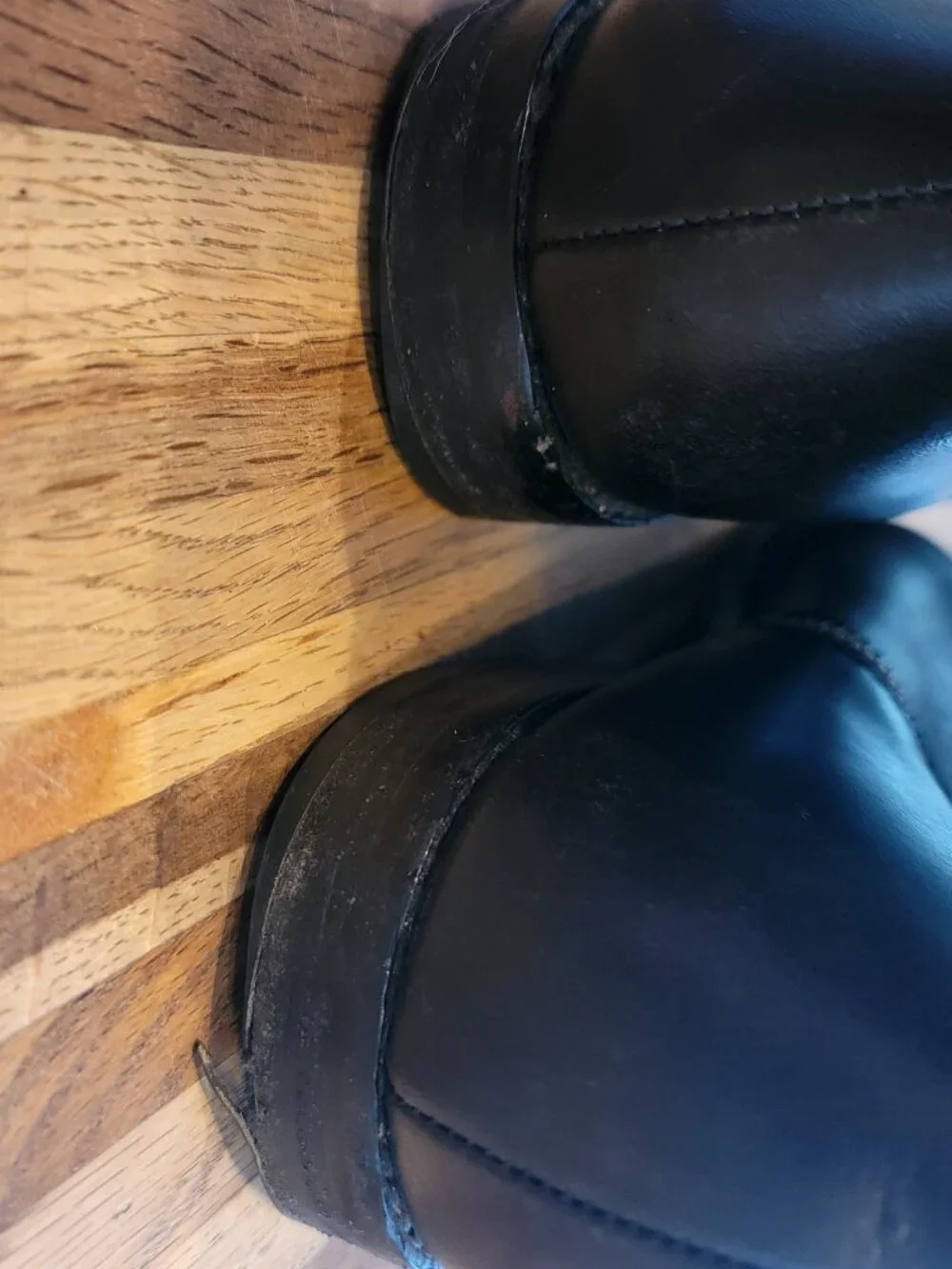 Coach Mulan Black Leather Extended Calf Low Heel Harness Boots MSRP $298